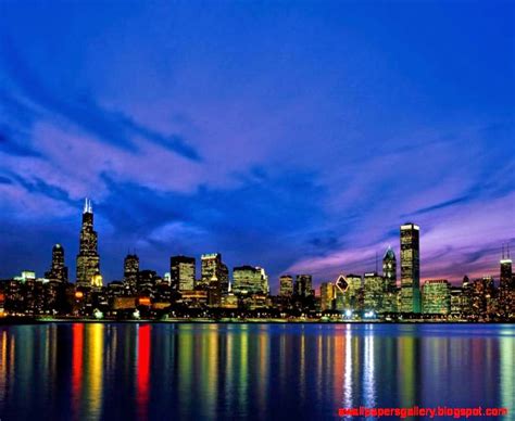 Chicago Sunset Skyline Photography Wallpaper Wallpapers