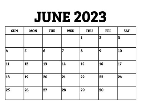 June 2023 Calendar Printable Template In Pdf Word Excel Free