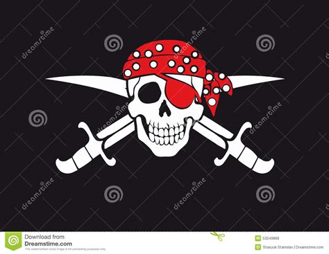 Jolly Roger Pirate Flag Stock Vector Illustration Of Line 53249868