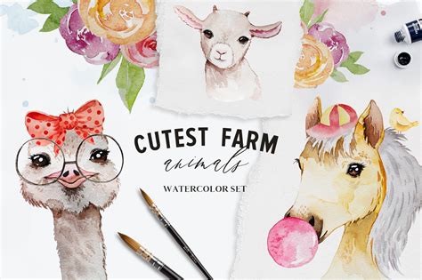Cutest Farm Animals Set Animal Illustrations ~ Creative Market