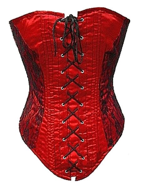 Gothic Corset Basque Red Satin And Black Lace Womens Gothic
