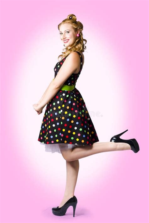 Cute Pin Up Style Fashion Model In Retro Dress Stock Image Image Of