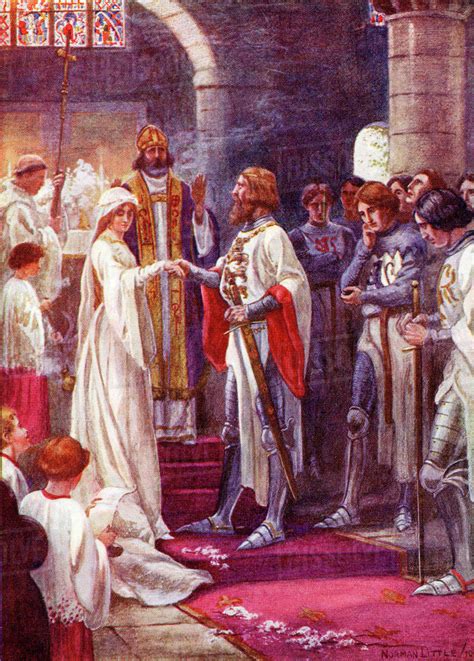 The Marriage Of King Arthur And Guinevere Coloured Illustration From The Book The Gateway To