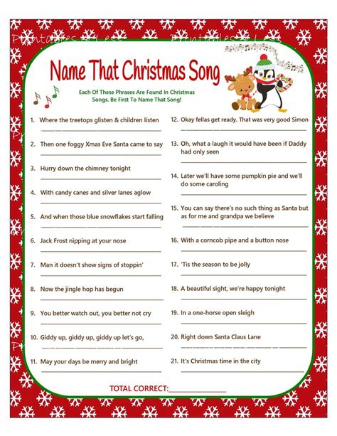 Christmas Carol Game Diy Christmas Song Game Christmas Music Etsy