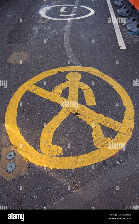British Road Marking Wanring Pedestrians That They Should Not Cross The