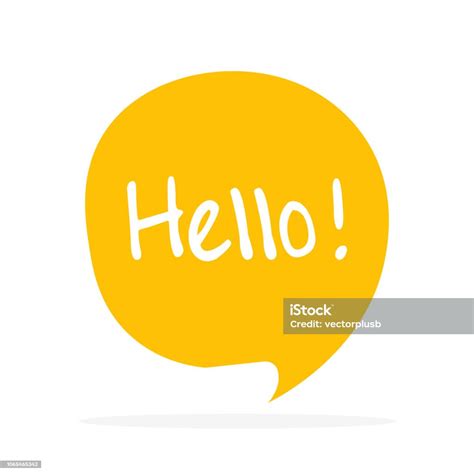 Cute Vector Speech Bubble Icon With Hello Greeting Stock Illustration