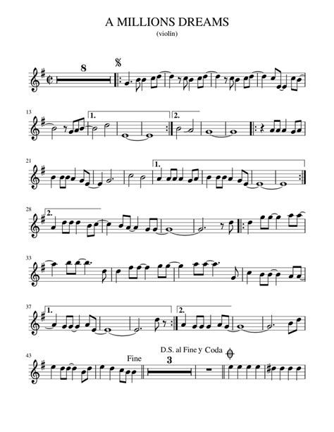 A Millions Dreams Violin Sheet Music For Piano Download Free In Pdf