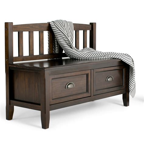 Simpli Home Burlington Storage Bench With Drawers Indoor Benches At