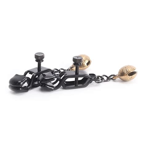 Stainless Steel Labia Clitoris Nipple Clamps Black Metal Chain Bdsm