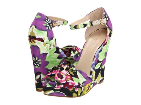 Purple Green Wedding Shoes Floral Wedges By Nine West