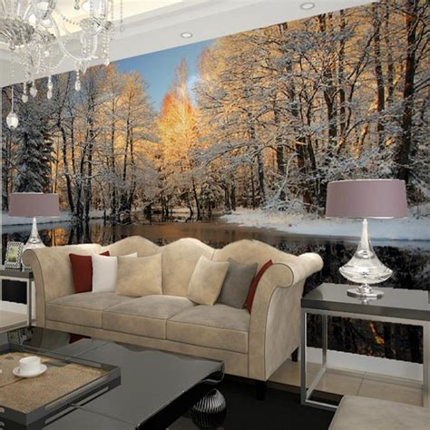 Winter Nature Landscape Home Decor Living Room Wall Mural Beibehang