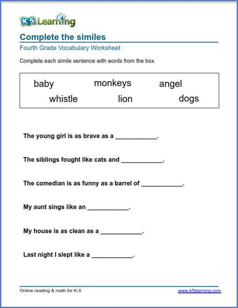 grade  english worksheets  vocabulary worksheets printable