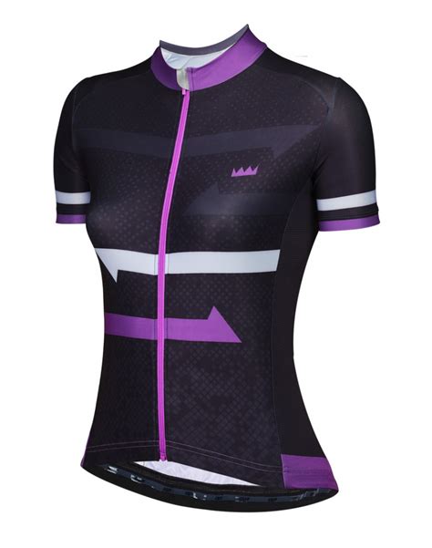 Womens Ultra Light Weight Upf 50 Cycling Jersey Jaw Horizon Black Violet