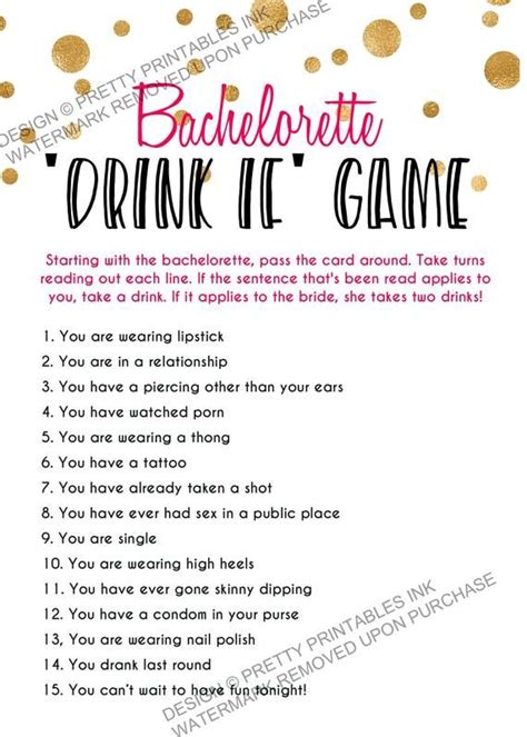 Printable Bachelorette Game Bachelorette Drinking Game Bachelorette