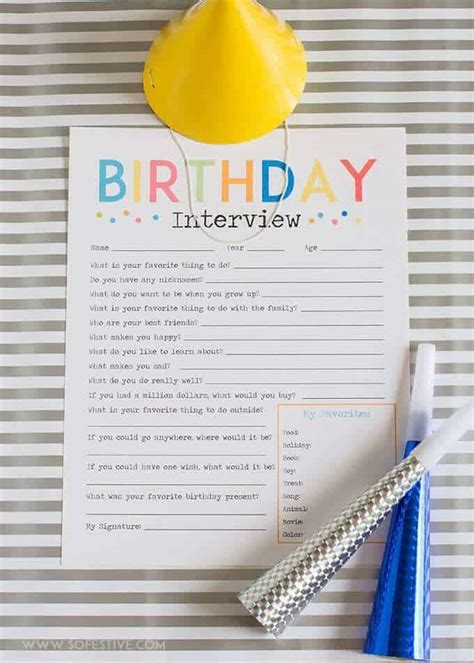 Birthday Interview Questions Printable Birthday Tradition So Festive