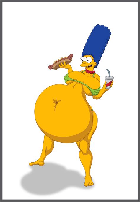 Rule 34 Belly Big Belly Big Breasts Bikini Bynshy Fat Food Large Belly Marge Simpson Obese