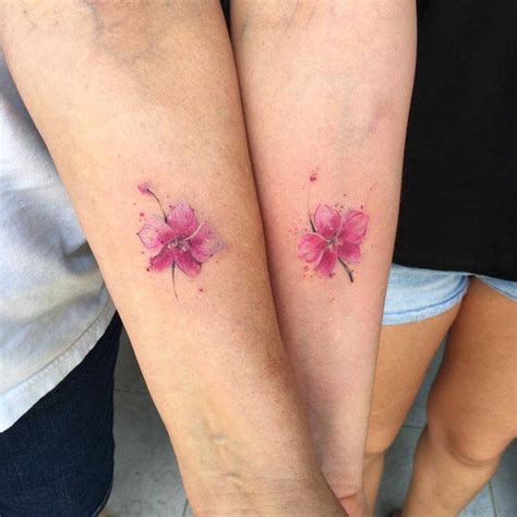 Pink Flowers Tattoo For Couple Best Tattoo Ideas Gallery