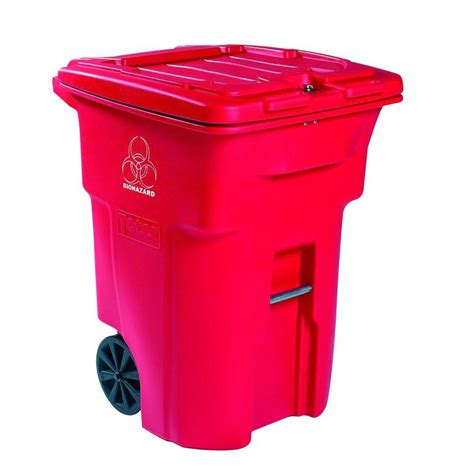 Toter 96 Gal Red Wheeled Regulated Medical Waste Trash Can Rmn96 01red