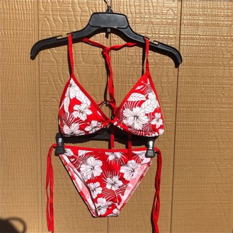 Ea Bikini Swimsuit With Tropical Flower Pattern Bikini Swimsuits My