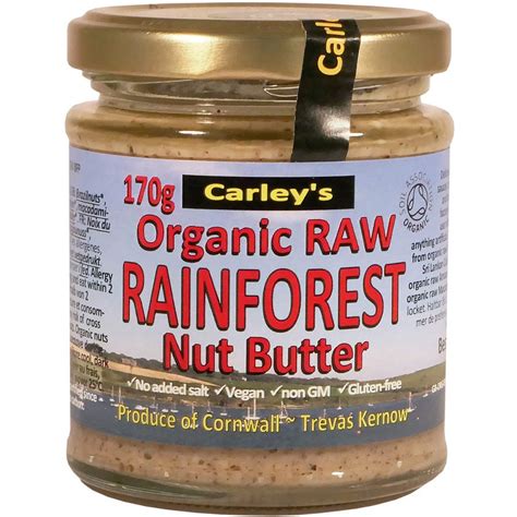 Carleys Organic Raw Rainforest Nut Butter 170g Carleys