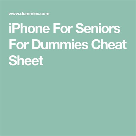 Iphone For Seniors For Dummies Cheat Sheet Calendar App Online