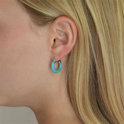 Turquoise Hoops Trendy Hoops Turquoise Jewelry Etsy Turquoise