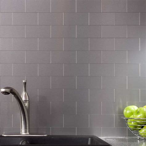 32 Pcs Peel And Stick Kitchen Backsplash Adhesive Metal Tiles For Wall
