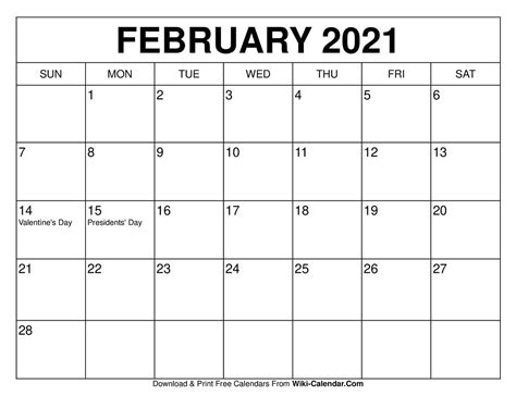 Free printable february 2021 calendar. February 2021 Printable Calendar