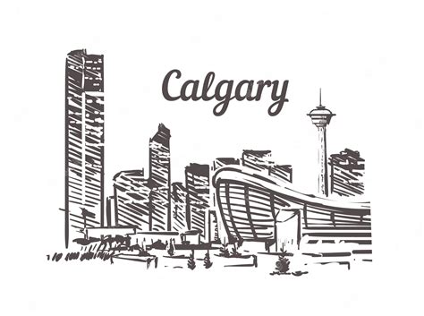 Premium Vector Calgary Skyline Landscape