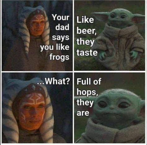 Photo Baby Yoda Thinks Frogs Taste Like Beer Meme