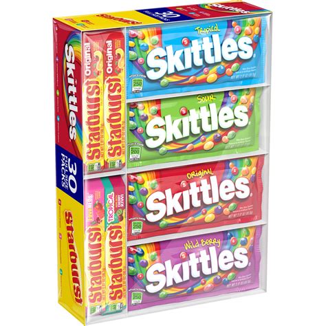 Skittles And Starburst Fruity Candy Variety Box 30 Single Packs
