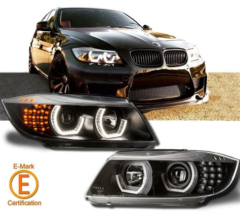 Black Headlight Halo Projector For Bmw E90 E91 3 Series Led Dtm Style