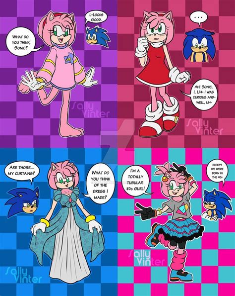 Amy Dresses Up By Sallyvinter Sonic Sonic Fan Characters Cute Couple Comics