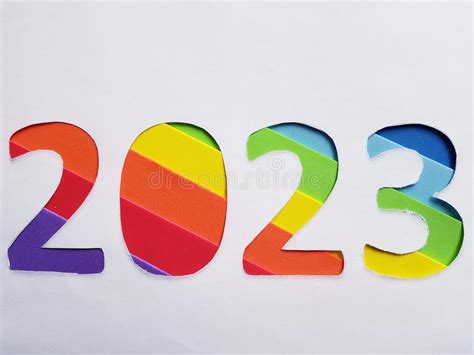 Number 2023 with Foamy in Rainbow Colors and White Background Stock ...