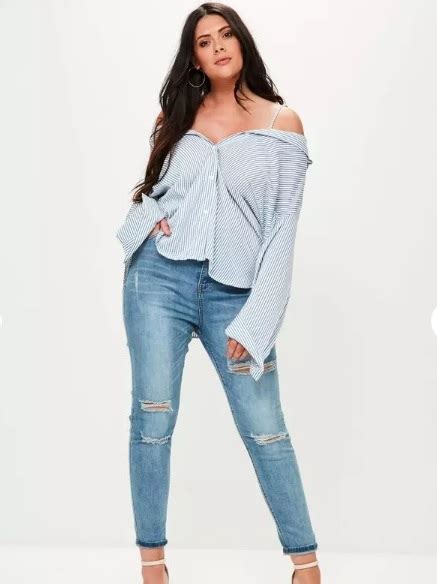 Luxe Daily Luxe Daily Pick Curve Striped Cold Shoulder Shirt By