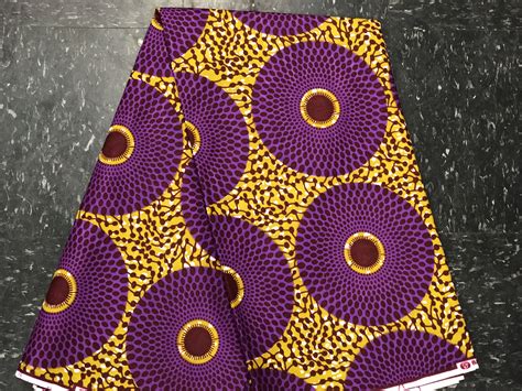 African Fabric African Materials Ankara Wax Print Purple And Gold