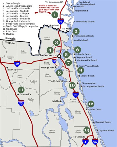 Map Of Jacksonville Golf Courses