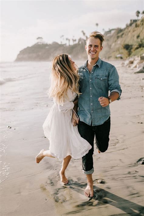 Beach Engagement Session Including Posing Inspiration And Outfit Ideas With White And Blue