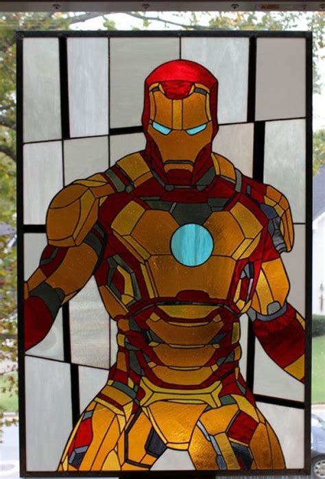 Iron Man Stained Glass Iron Man Stained Glass Art Stained Glass Windows