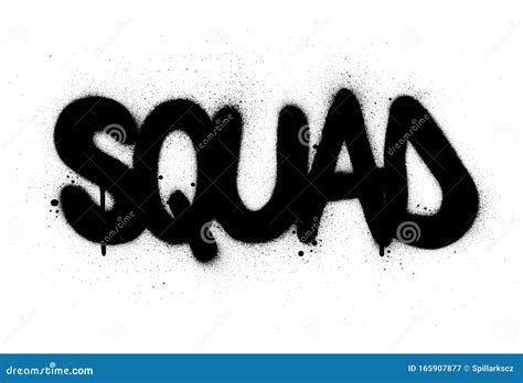 Graffiti Squad Word Sprayed In Black Over White Stock Vector