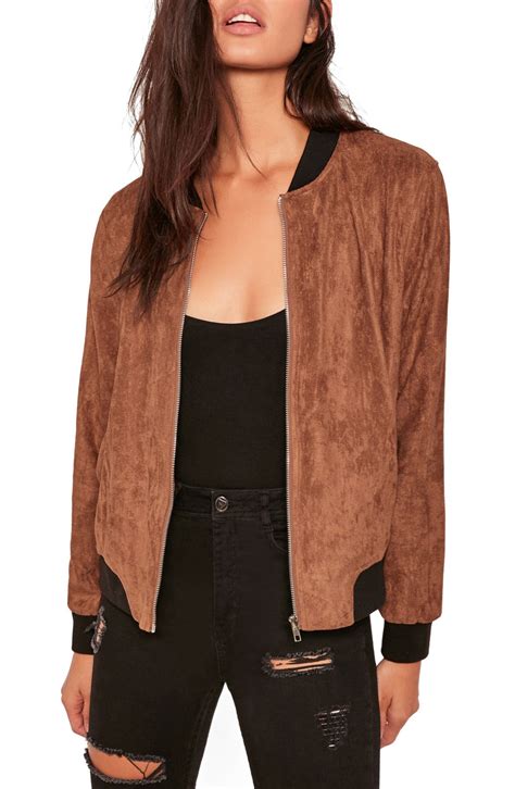Missguided Faux Suede Bomber Jacket Nordstrom