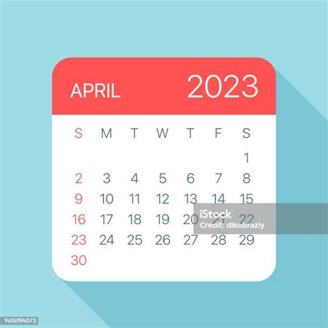 April 2023 Calendar Leaf Vector Illustration向量圖形及更多4號圖片 4號 一週 二零二三年