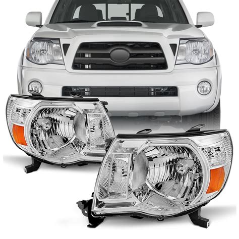 Fits 2005 2011 Toyota Tacoma Black Headlights Lamps Replacement 06 07