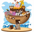 Arca de Noé con animales aislados sobre fondo blanco. 3188774 Vector en ...