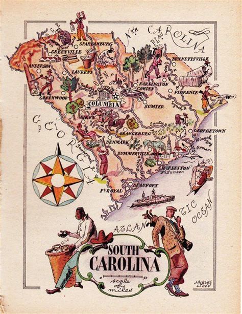 This Old Pictorial Map Of South Carolina Came Out Of A French Book From