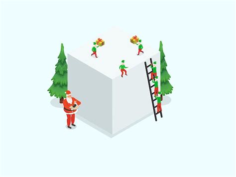 premium vector christmas elf group cartoon character santa helper with present box
