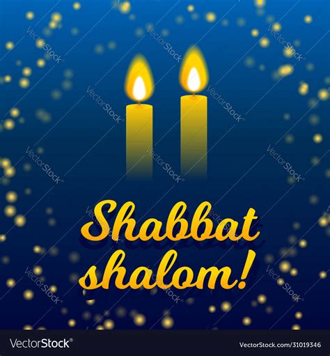 Shabbat Shalom Candles Greeting Card Lettering Vector Image