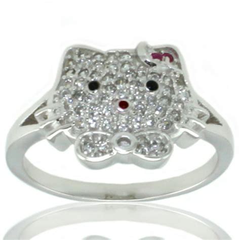 Tioneer Sterling Silver Cubic Zirconia Hello Kitty Promise Ring