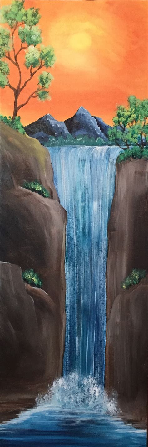 Beautiful Waterfall Pinots Palette Painting Canvas Art Painting