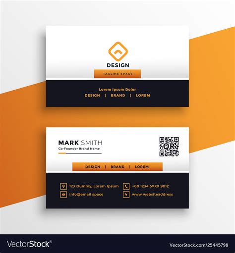 Professional Orange Business Card Design Vector Image
